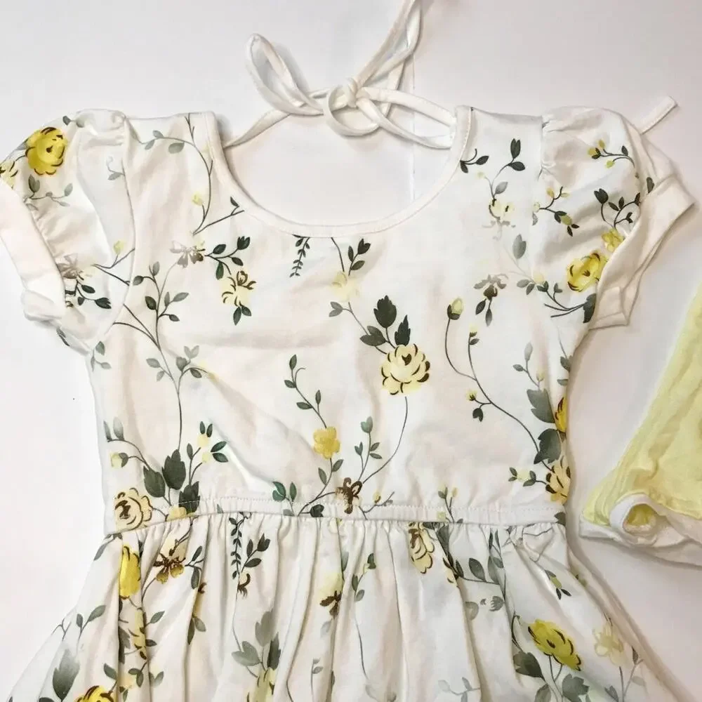 Omi Jo Well Dressed Wolf Yellow Floral Billow Dress & Shorts 2Y